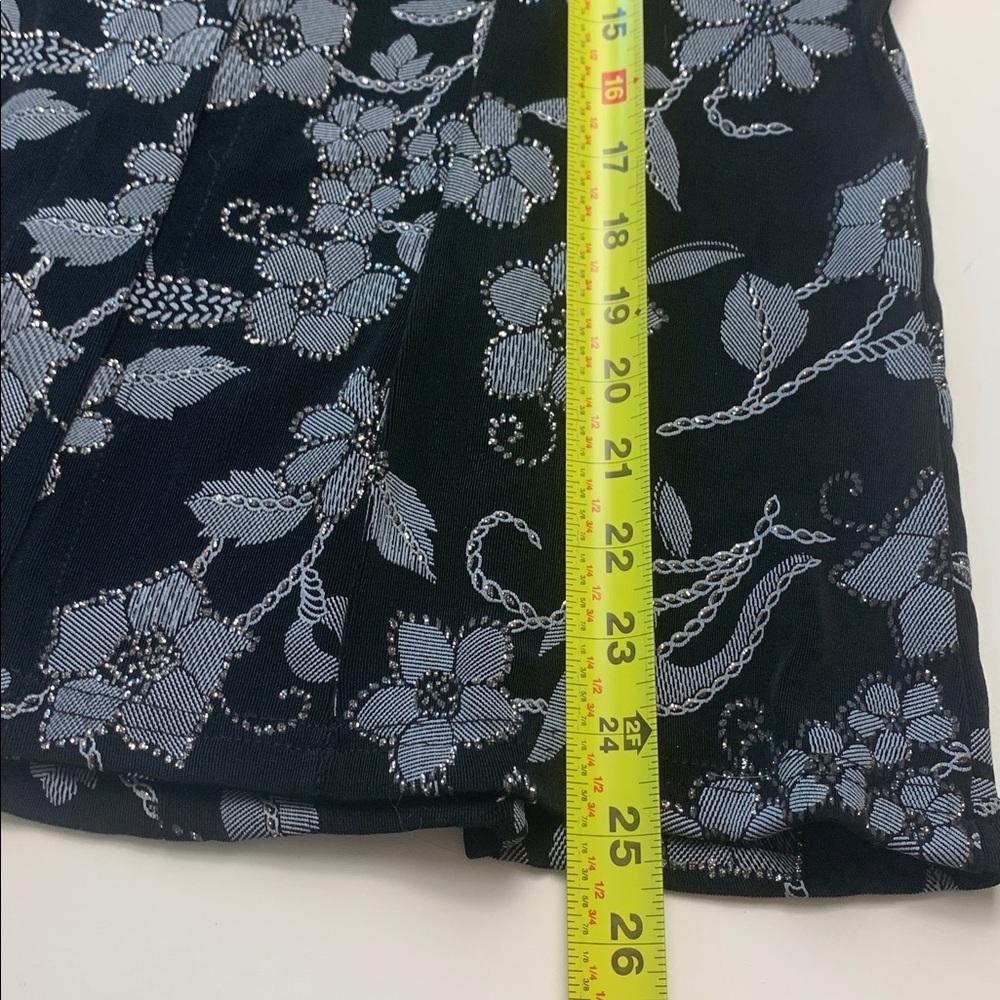 Black w Blue Grey Embellishments and Sparkles Long Sleeve Formal Jacket - Picture 11 of 14
